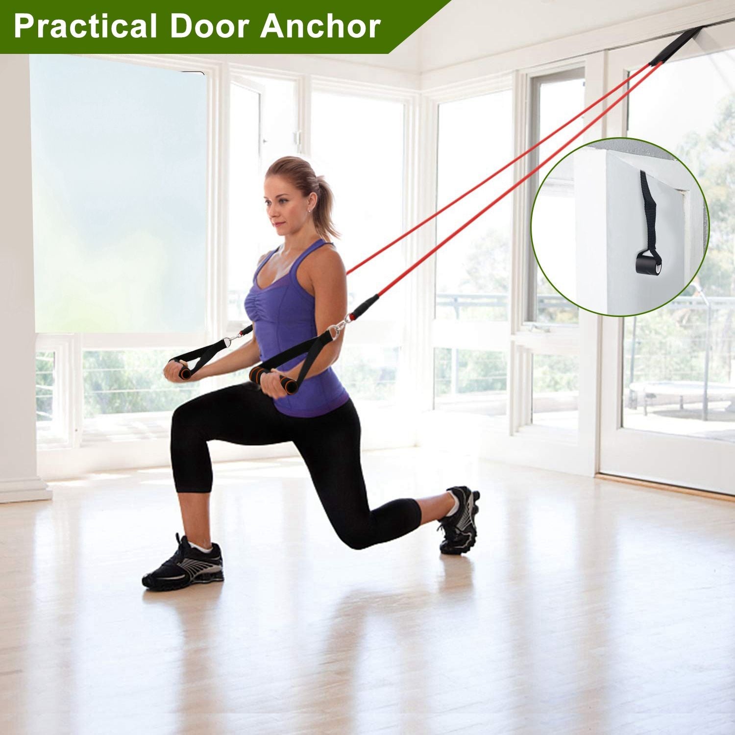 Berry Charmz 11-piece resistance bands set with handles, door anchor, ankle straps for fitness, yoga, Pilates, and physical training.