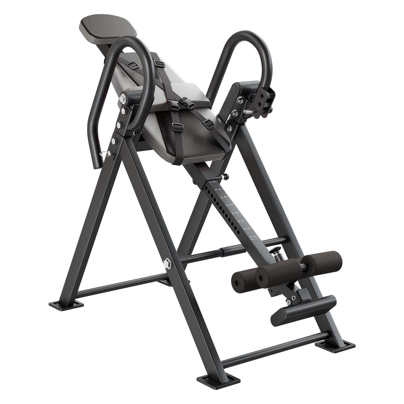 Berry Charmz inversion table with sturdy frame, dual-roller locks, and padded back support for back, shoulders, and knees.
