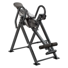 Foldable Berry Charmz inversion table for back pain relief, supports up to 300 lbs, with adjustable backrest and safety features.