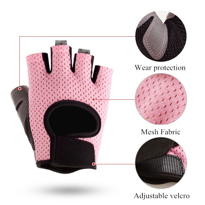 Berry Charmz women's gym fitness gloves with breathable fabric, half-finger design, anti-slip pad, suitable for weight lifting, yoga, and cycling.