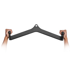 Berry Charmz LAT pulldown attachment with rubber-coated handle for cable machine back, bicep curls, and tricep exercises.