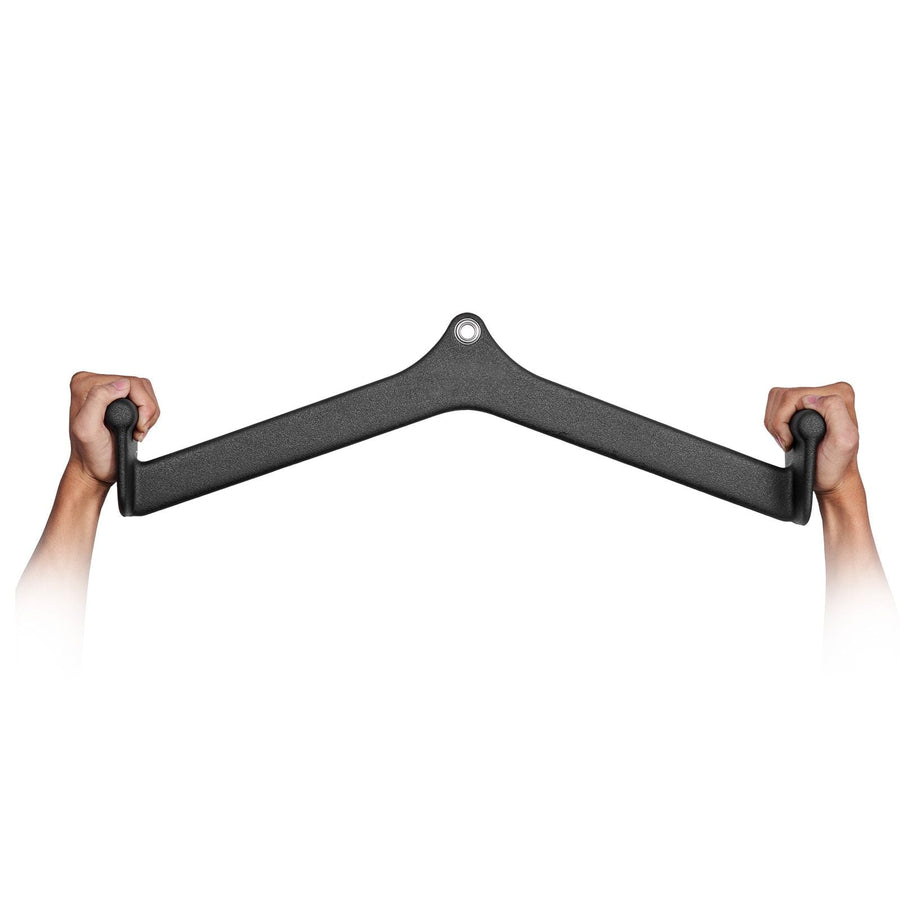 Berry Charmz LAT pulldown attachment with rubber-coated handle for cable machine back, bicep curls, and tricep exercises.