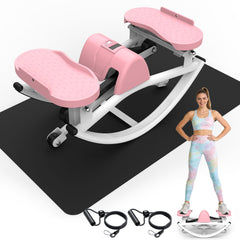 Berry Charmz lateral stepper exercise machine with resistance bands, anti-slip mat, and LCD monitor for home workouts.