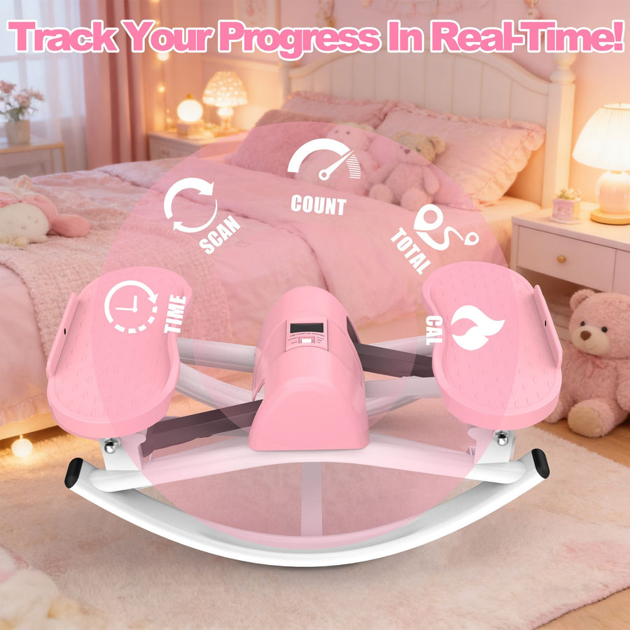 Berry Charmz lateral stepper machine with resistance bands, anti-slip mat, LCD monitor, and professional design for home workouts.