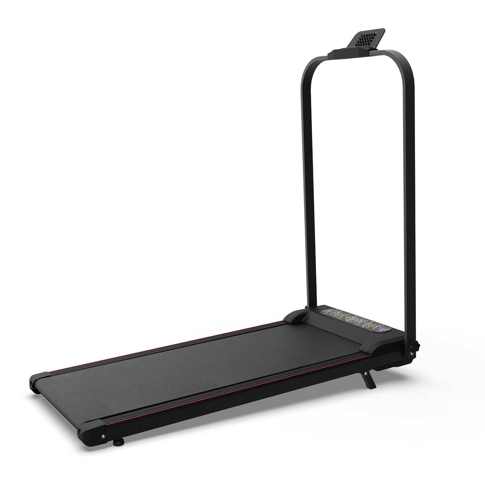 Foldable Berry Charmz treadmill with handlebar, incline, remote control, suitable for home and office small spaces.