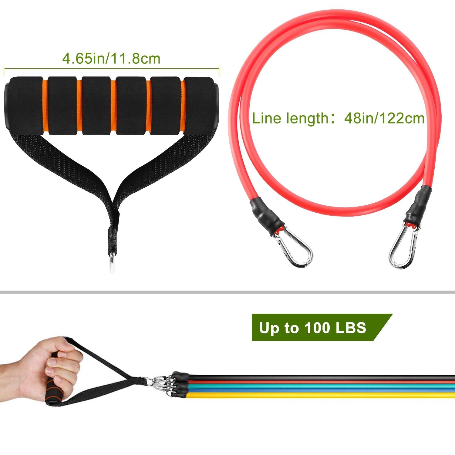 Berry Charmz 11-piece resistance bands set with handles, door anchor, ankle straps for fitness, yoga, Pilates, and physical training.