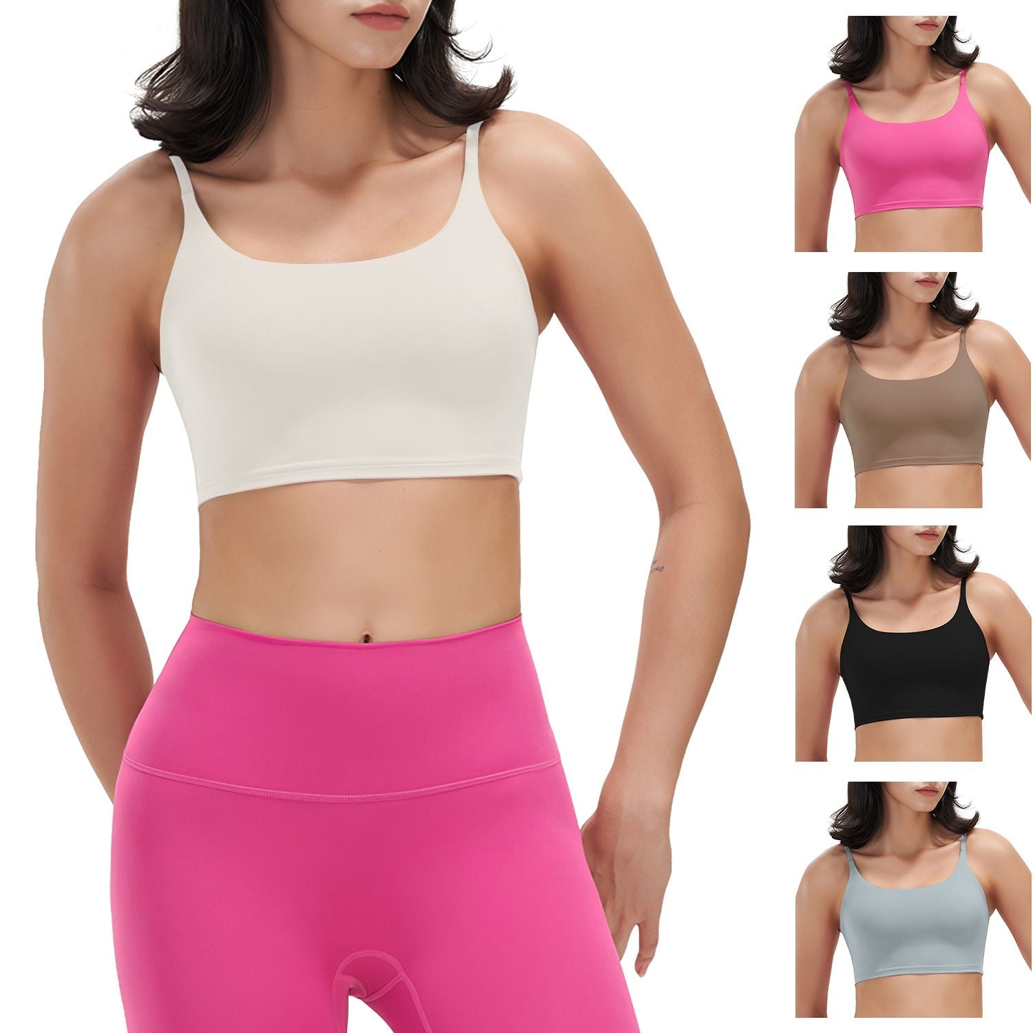 Berry Charmz women strap sport bras with padded, strappy design, square neck, and low-impact fit, shown as a sexy fitness crop top.