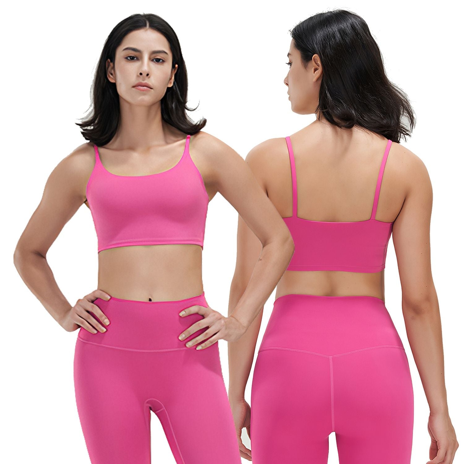 Berry Charmz women's strap sport bras with padded, strappy design, square neck, and low-impact fit, shown as a set of 1 or 3.