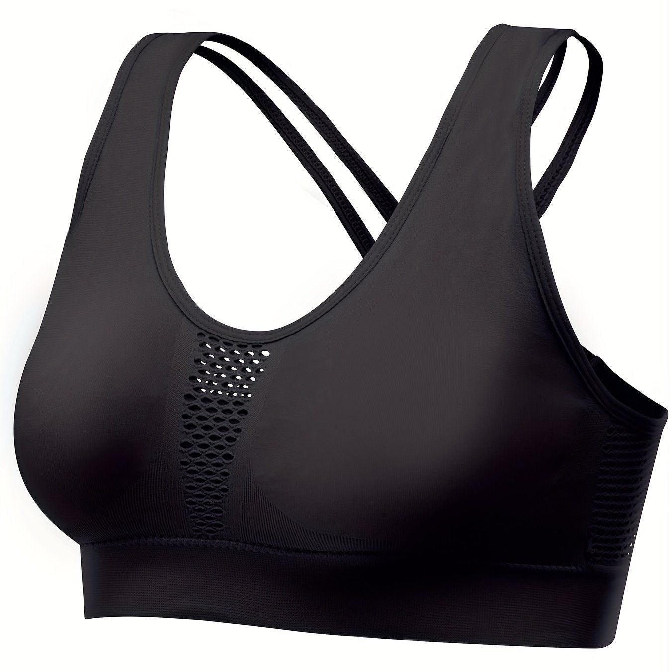 Berry Charmz breathable mesh wire-free sports bra with stretchy fabric, designed for high-impact yoga and gym workouts.