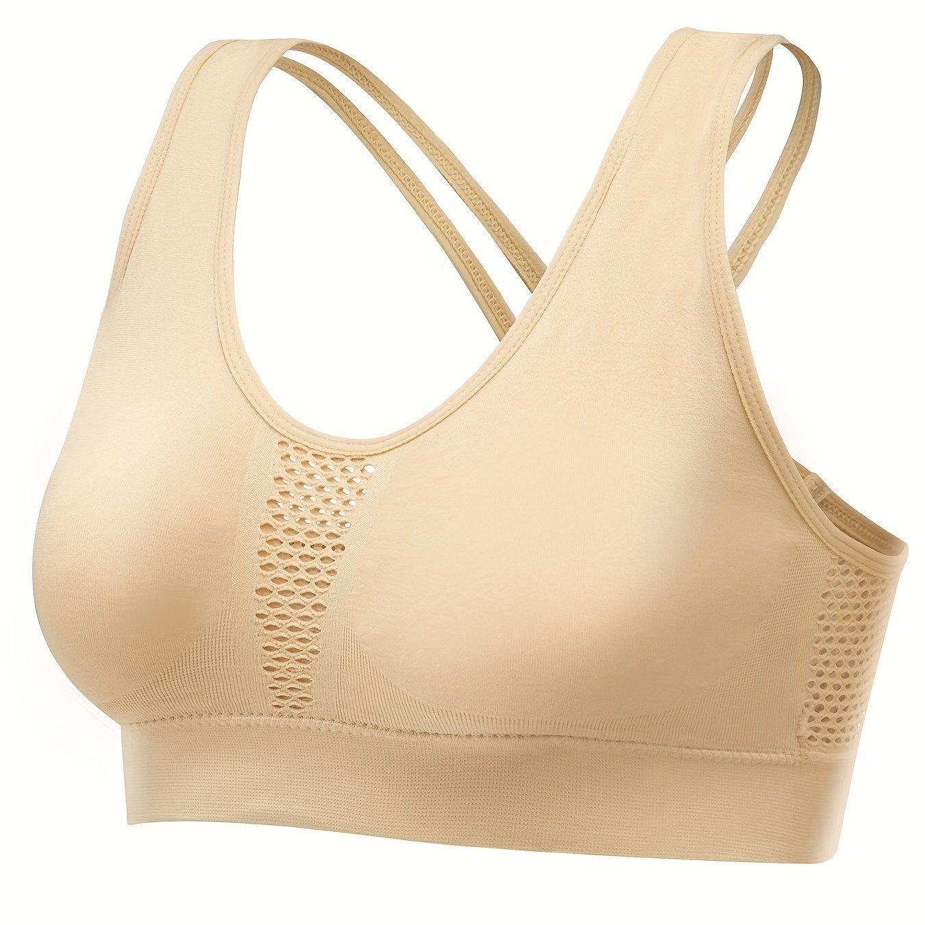 Berry Charmz breathable mesh wire-free sports bra with stretchy fabric, designed for high-impact yoga and gym workouts for women.