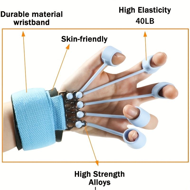 Berry Charmz finger muscle resistance band for strength training, shown in use on fingers for hand exercise and toning.