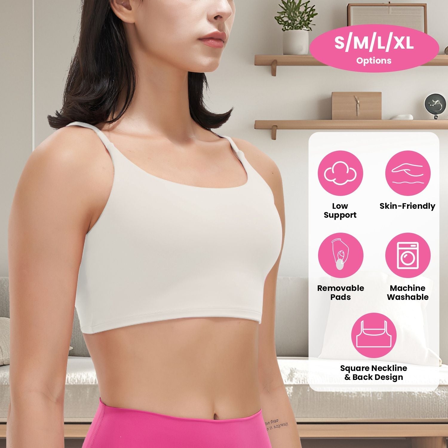 Berry Charmz women's strap sport bras with padded, strappy design, square neck, and low-impact fit, ideal for fitness and casual wear.