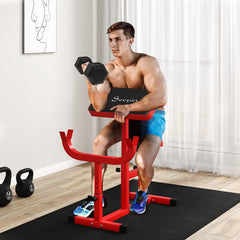 Red Berry Charmz preacher curl bench with adjustable seat for bicep training, barbell and dumbbell support, strength training equipment
