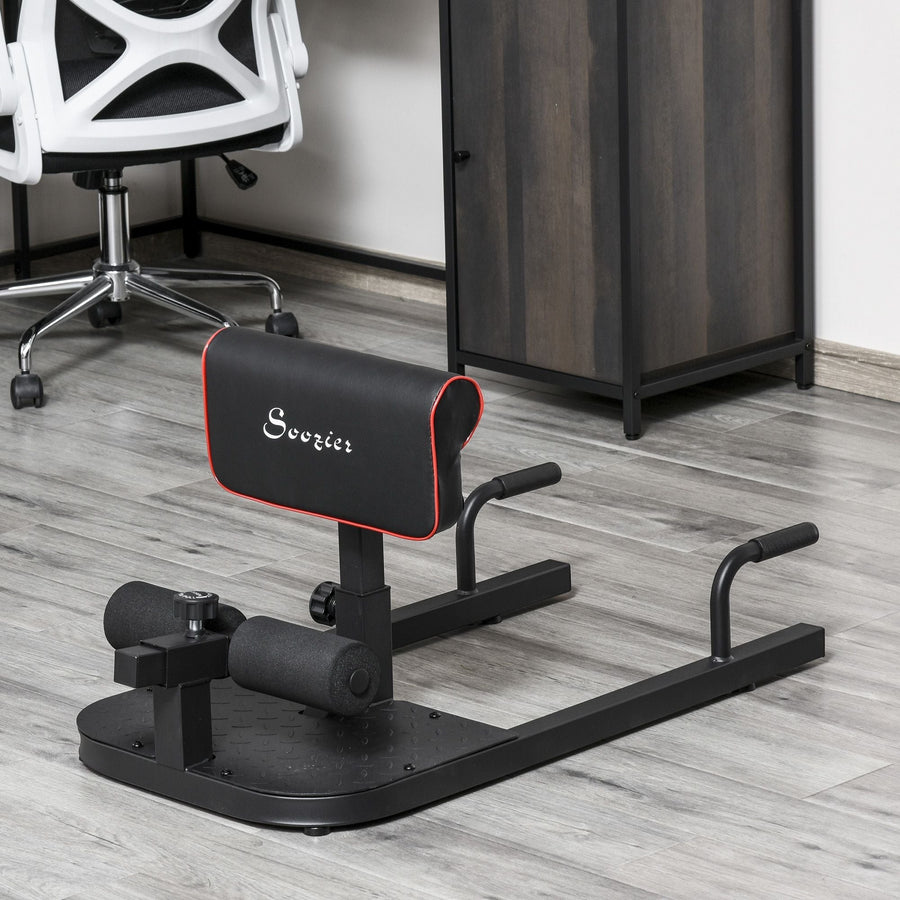Black 3-in-1 padded push-up, sit-up, and squat machine from Berry Charmz, designed for home gym fitness workouts.
