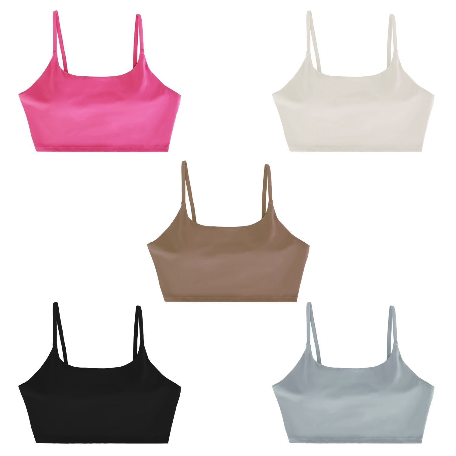 Berry Charmz women's sport bras, padded strappy crop tops with square neck, low impact fitness tank tops, stylish and comfortable.