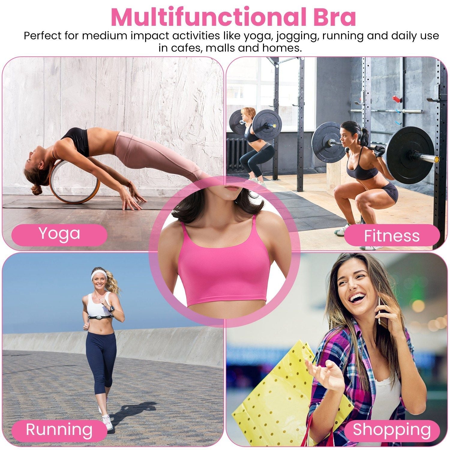Berry Charmz women strap sport bras, padded and strappy crop tops with square neck, ideal for low-impact fitness or casual wear.