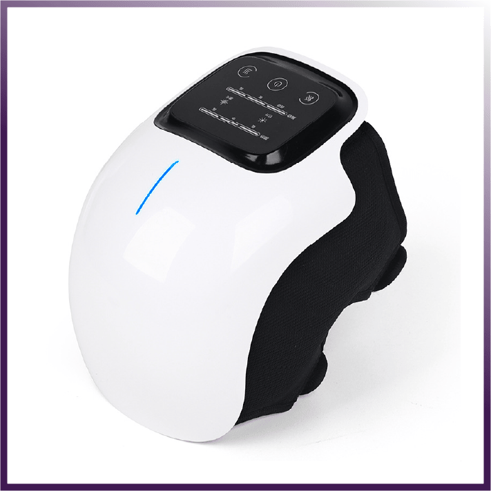 Wireless Berry Charmz smart knee massager wrap with pulse technology, heat, adjustable strap, and 15 intensity levels for muscle relief.