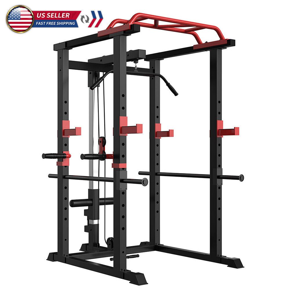 Berry Charmz multi-functional power cage with adjustable pull-up and squat bars, heavy-duty barbell rack for home fitness.