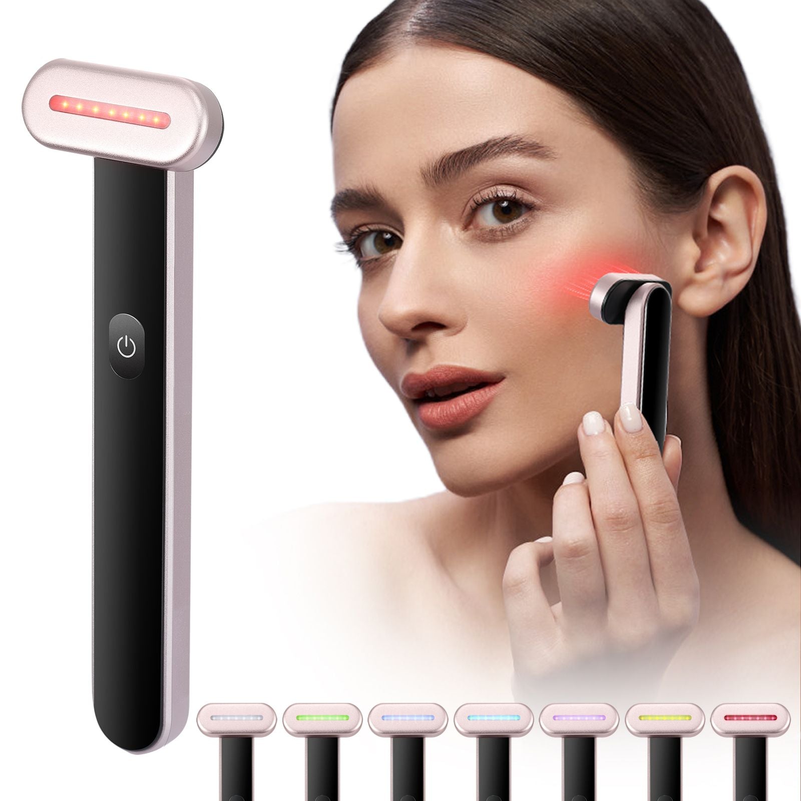 Berry Charmz red light therapy wand for face with 7-color LED, heat, microcurrent, vibrating massage, portable facial and neck device.