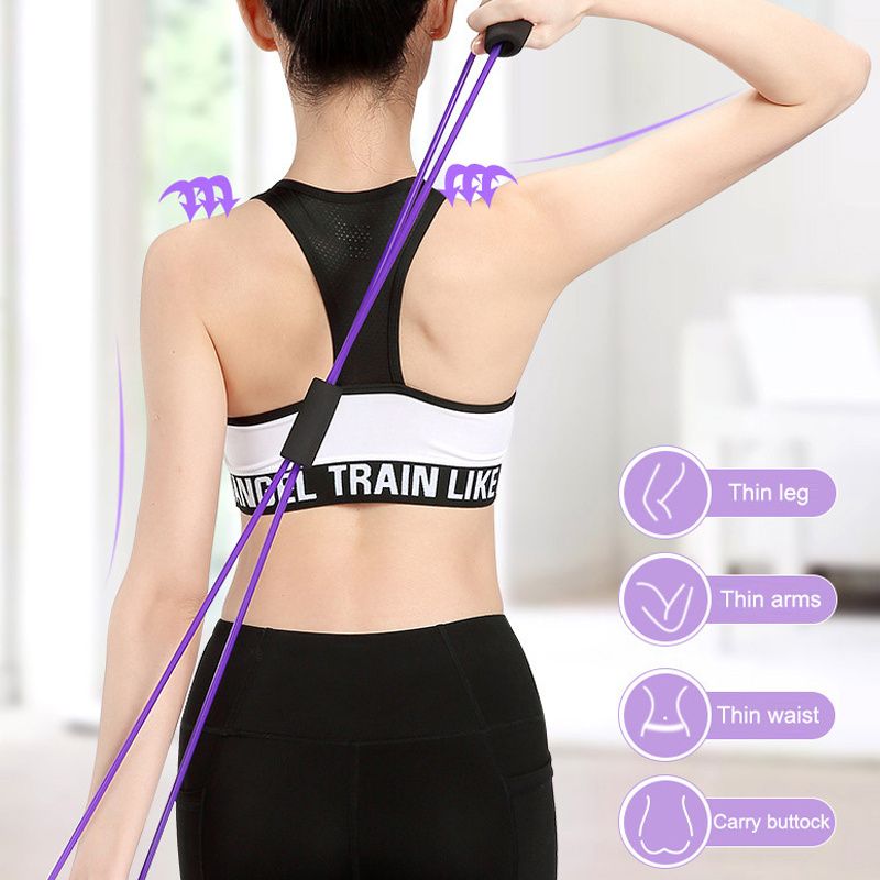 Berry Charmz foam handle 8-shape elastic tension band for abdominal, waist, arm, and leg stretching during fitness training.