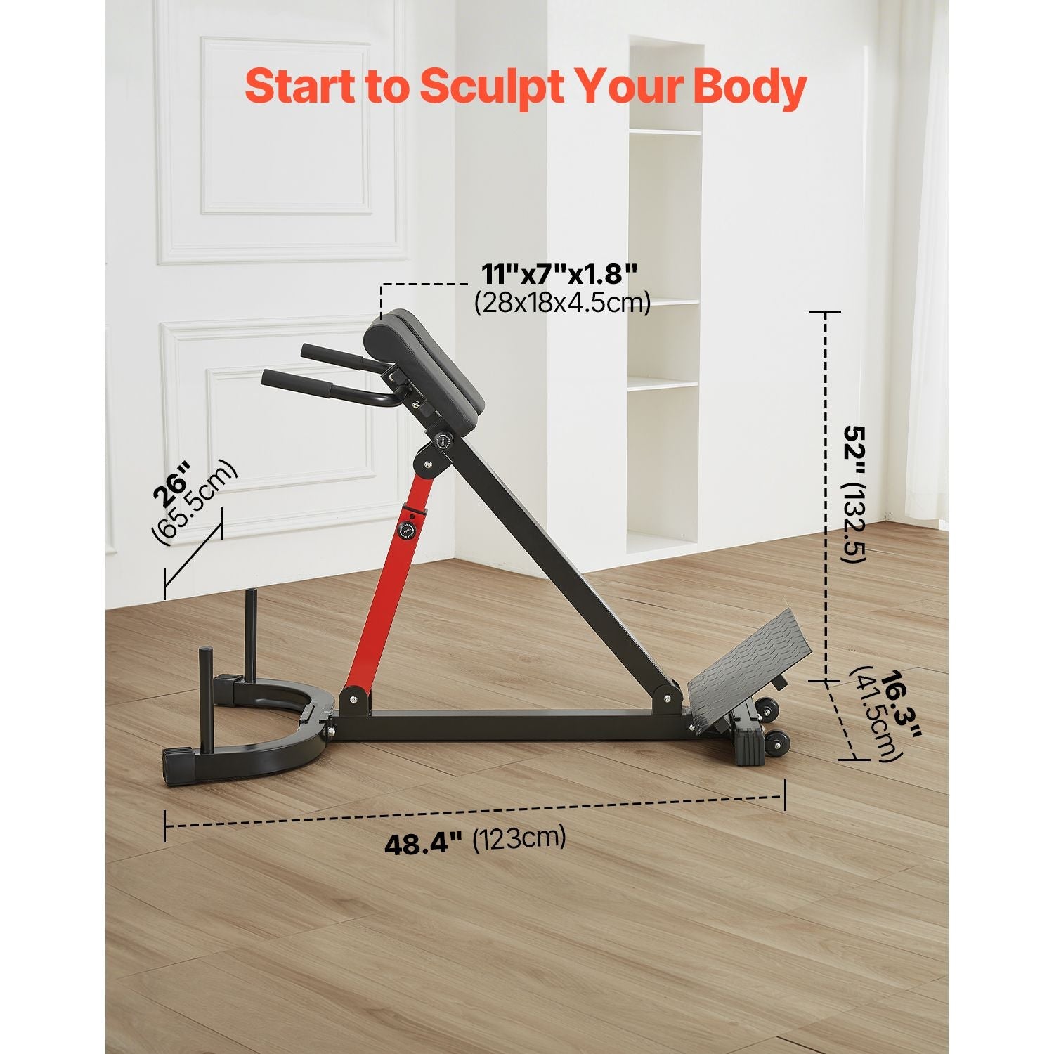 Berry Charmz Roman Chair Hyperextension Bench for glutes, hamstrings, and lower back workouts in a home gym setting.