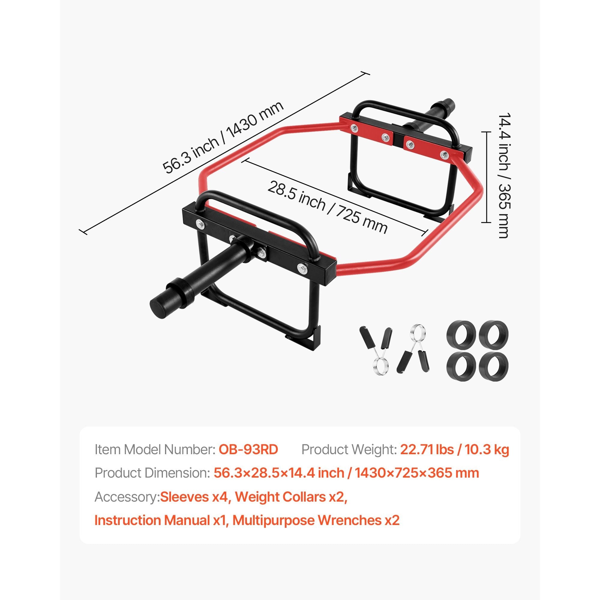Red Berry Charmz 2-inch hex trap bar for weightlifting, featuring a 500 lbs capacity, ideal for shrugs, squats, deadlifts, and strength training