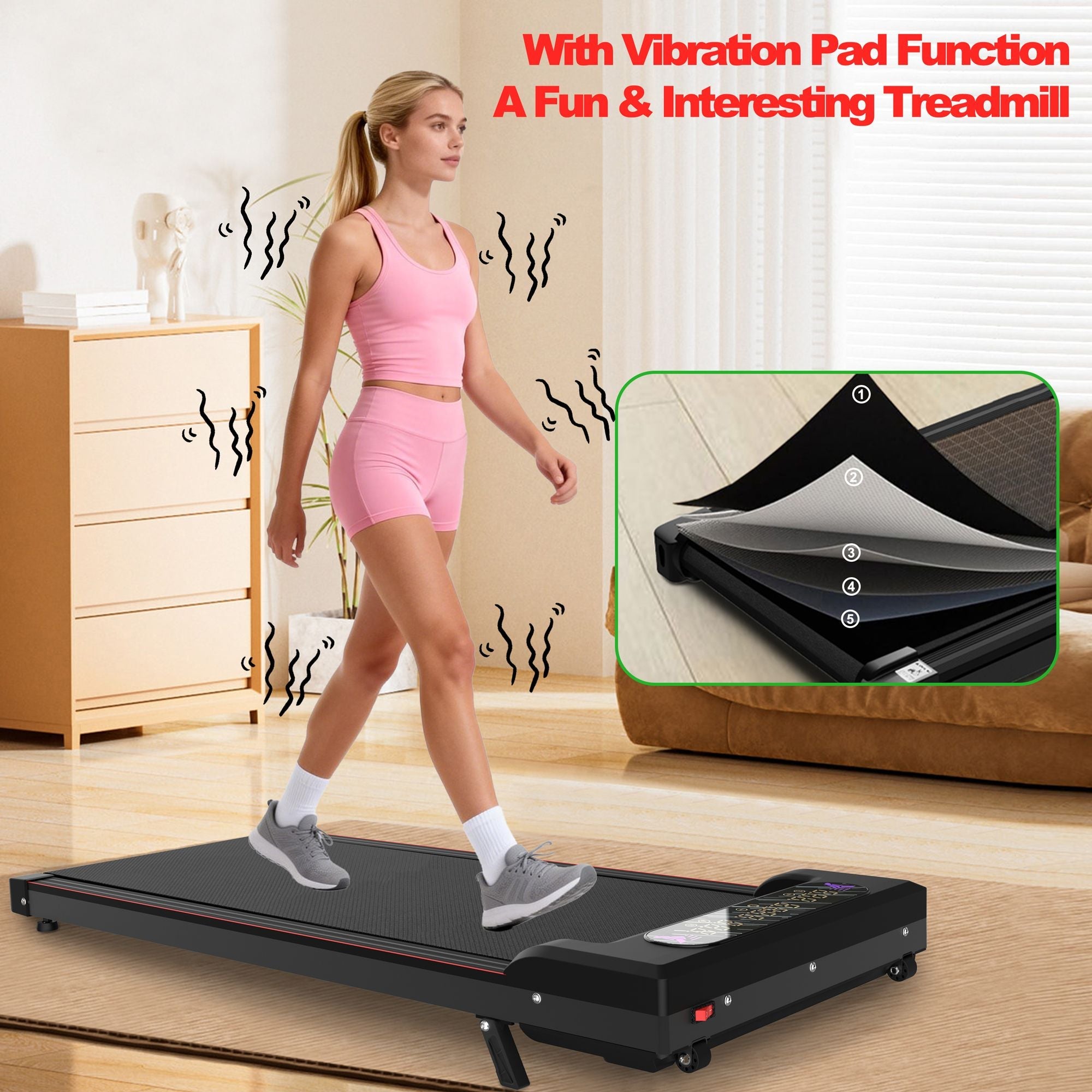 Foldable Berry Charmz treadmill with handlebar, incline, remote control, and compact design for home and office use.