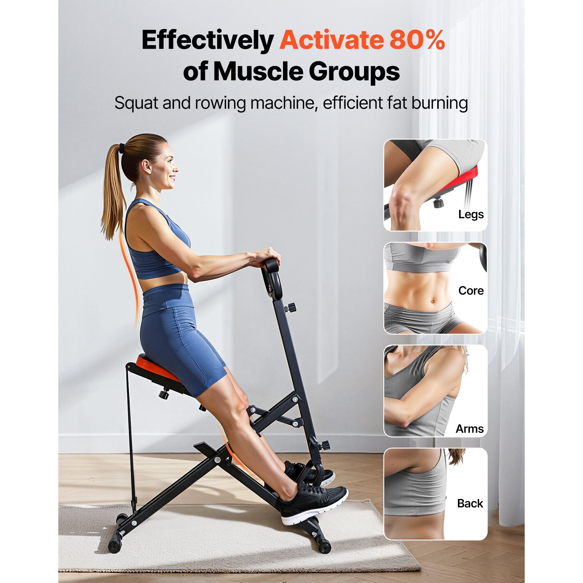 Black Berry Charmz squat machine with resistance bands, foldable home gym equipment for glutes and leg workouts.