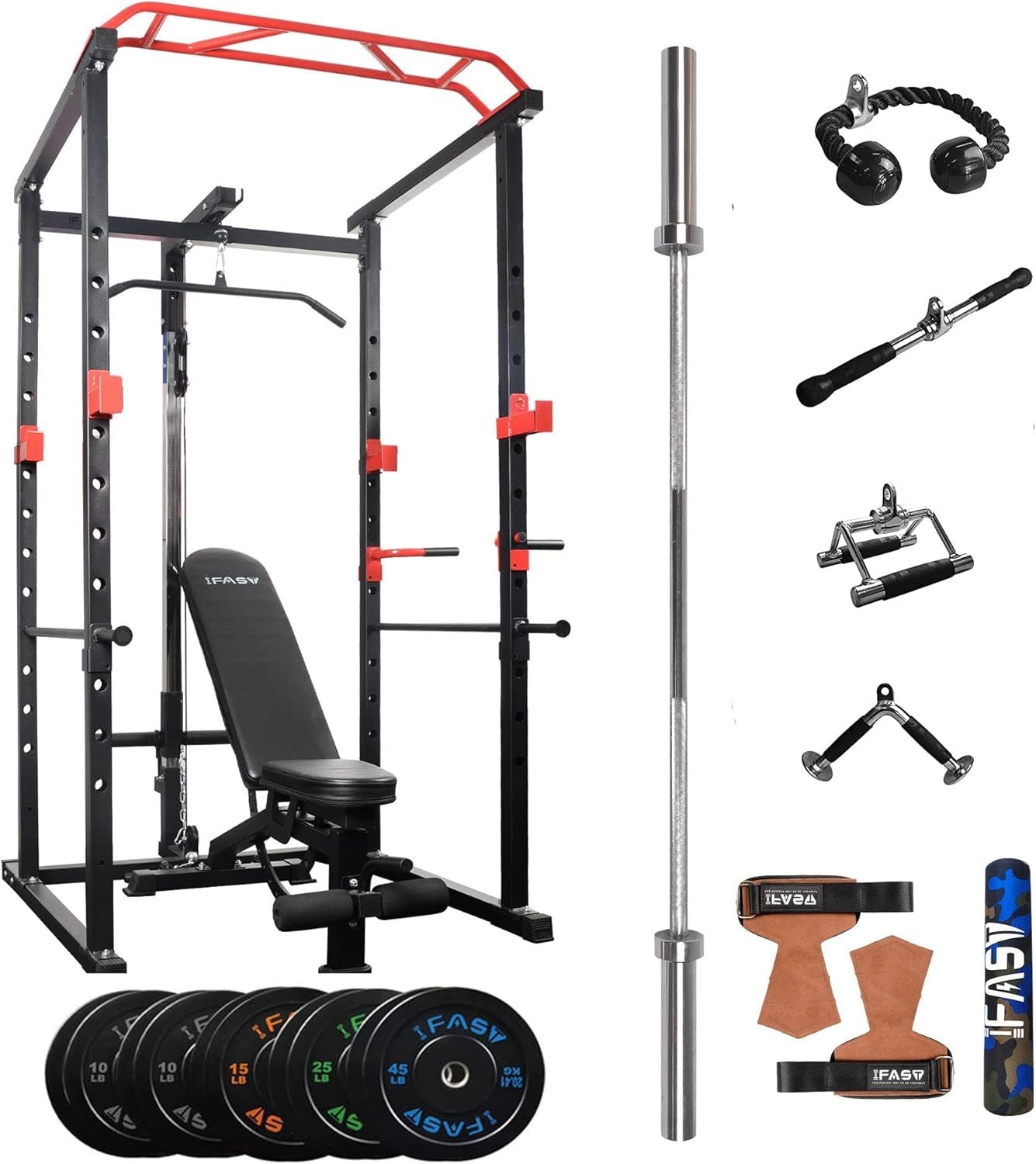 Berry Charmz multi-functional power cage with adjustable pull-up and squat rack, sturdy barbell stand for home fitness workouts
