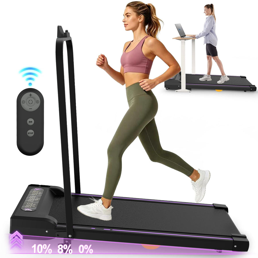 Black Berry Charmz under desk treadmill with LED display, handle, and remote control, ideal for walking and jogging at home or office