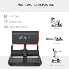Black 3-in-1 padded push-up, sit-up, and squat machine by Berry Charmz, home gym fitness equipment for full-body workouts.