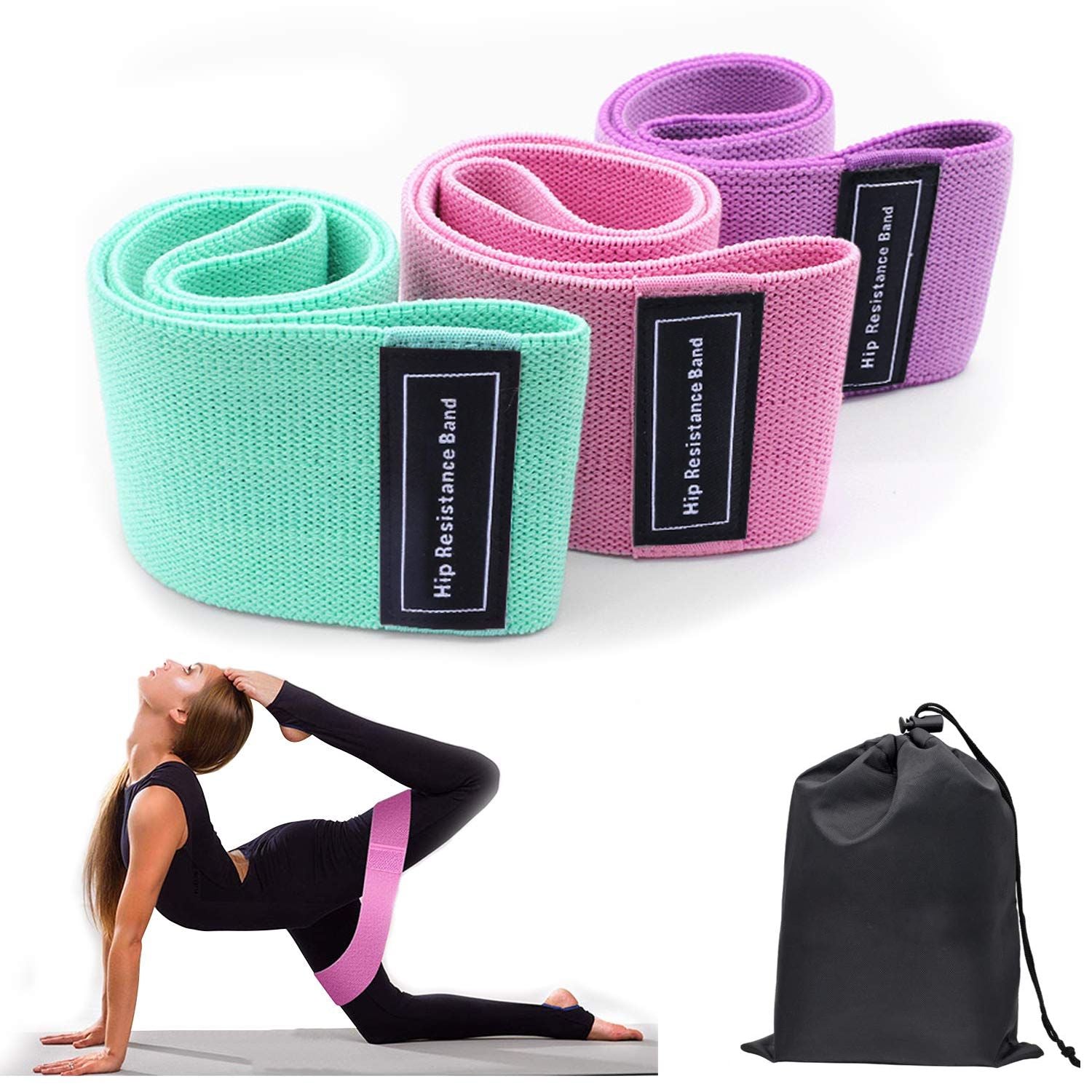 Set of three Berry Charmz resistance bands for legs and butt, ideal for home yoga, exercise, and fitness workouts.