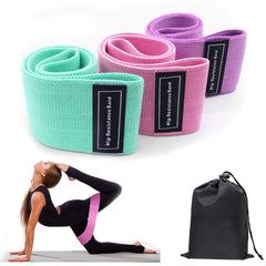Set of three Berry Charmz resistance bands for legs and butt, ideal for home yoga, exercise, and fitness workouts.