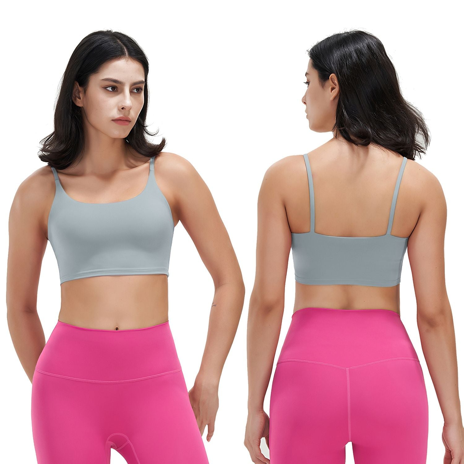 Berry Charmz women's strap sport bra with padded, strappy design, square neck, low-impact fitness crop top for active wear.