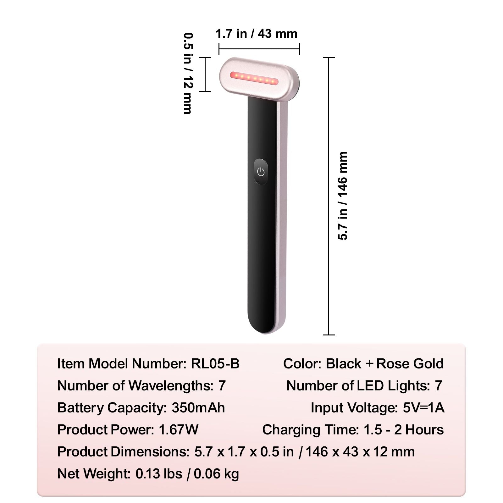 Berry Charmz red light therapy wand for face with 7-color LEDs, heating, microcurrent, vibrating massage, portable facial and neck device.