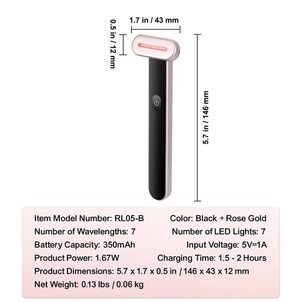 Berry Charmz red light therapy wand for face with 7-color LEDs, heating, microcurrent, vibrating massage, portable facial and neck device.