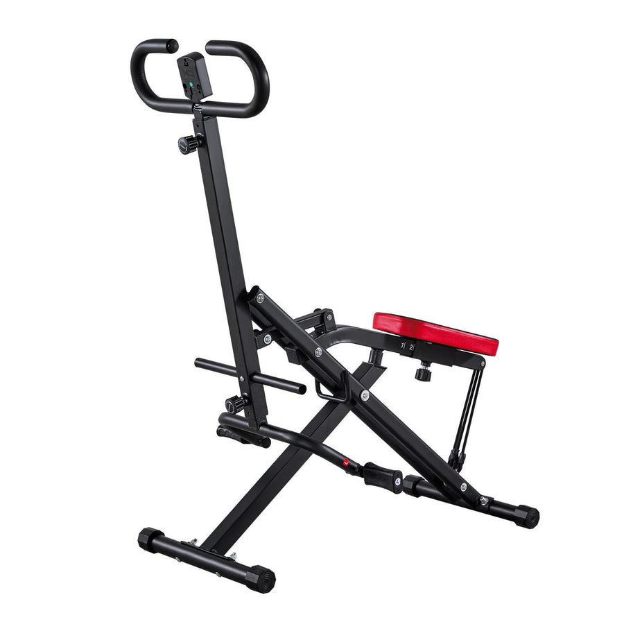Black Berry Charmz squat machine with resistance bands, foldable home gym equipment for glutes and leg workouts.