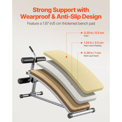 Berry Charmz sit-up bench with curved decline design, adjustable height, heavy-duty steel, 600 lbs capacity for home gym workouts.