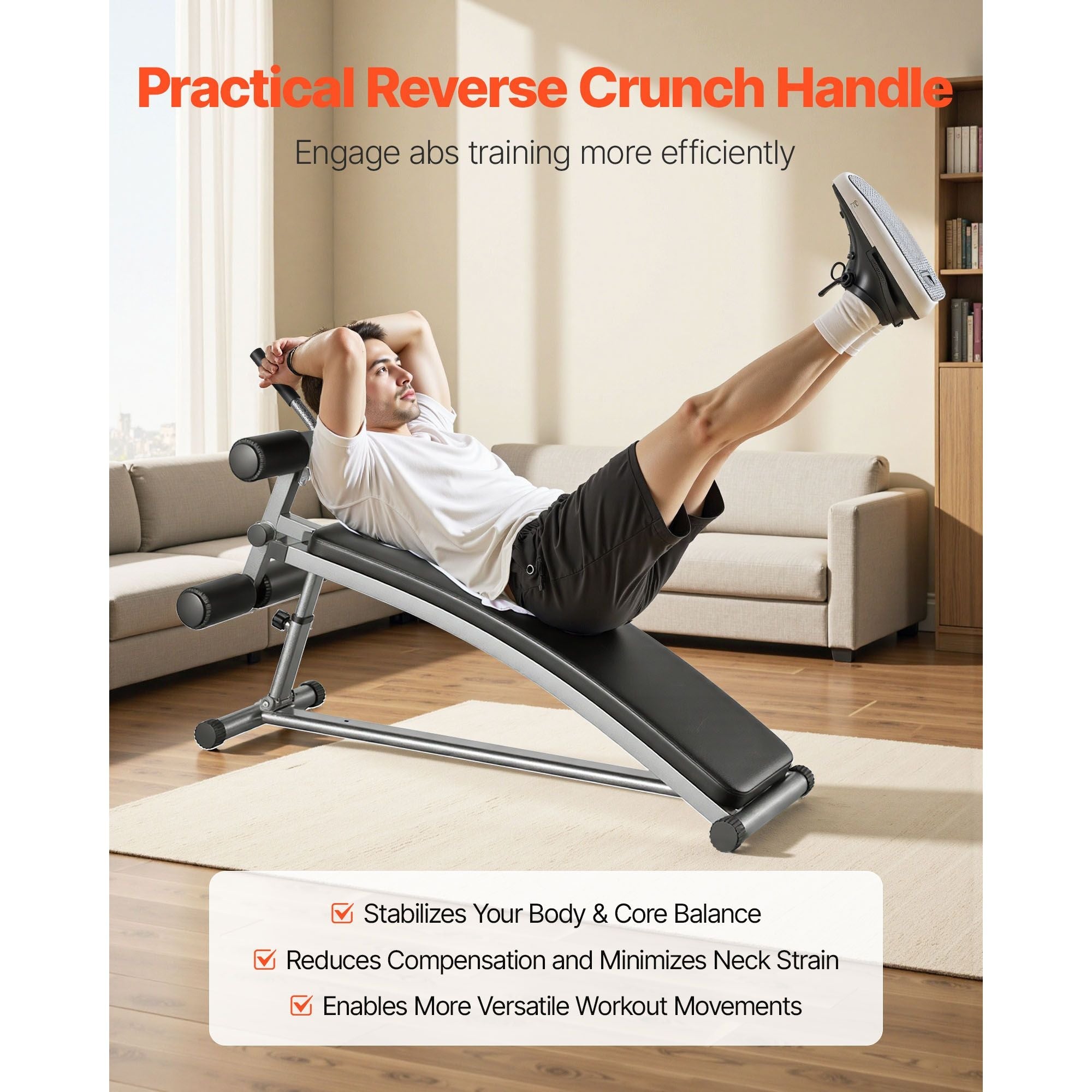 Berry Charmz curved sit-up bench with adjustable height, heavy-duty steel frame, reverse crunch handle, ideal for home gym strength training