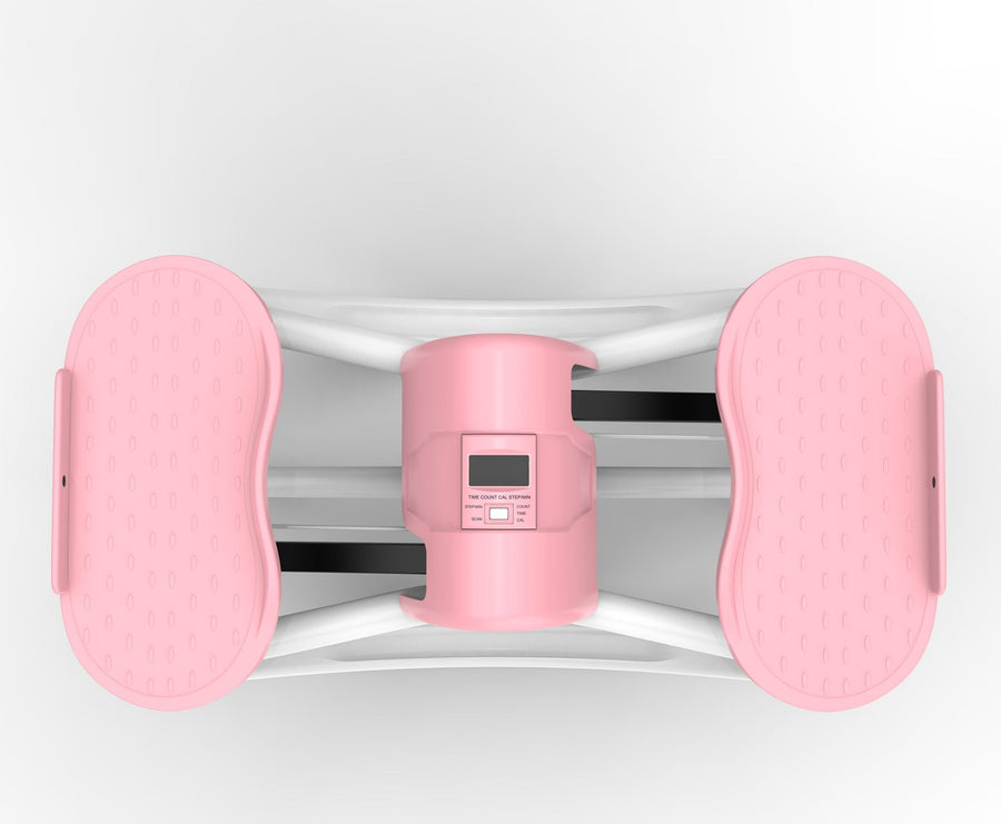 Berry Charmz lateral stepper machine with resistance bands, anti-slip mat, and LCD monitor for home exercise and cardio workouts.