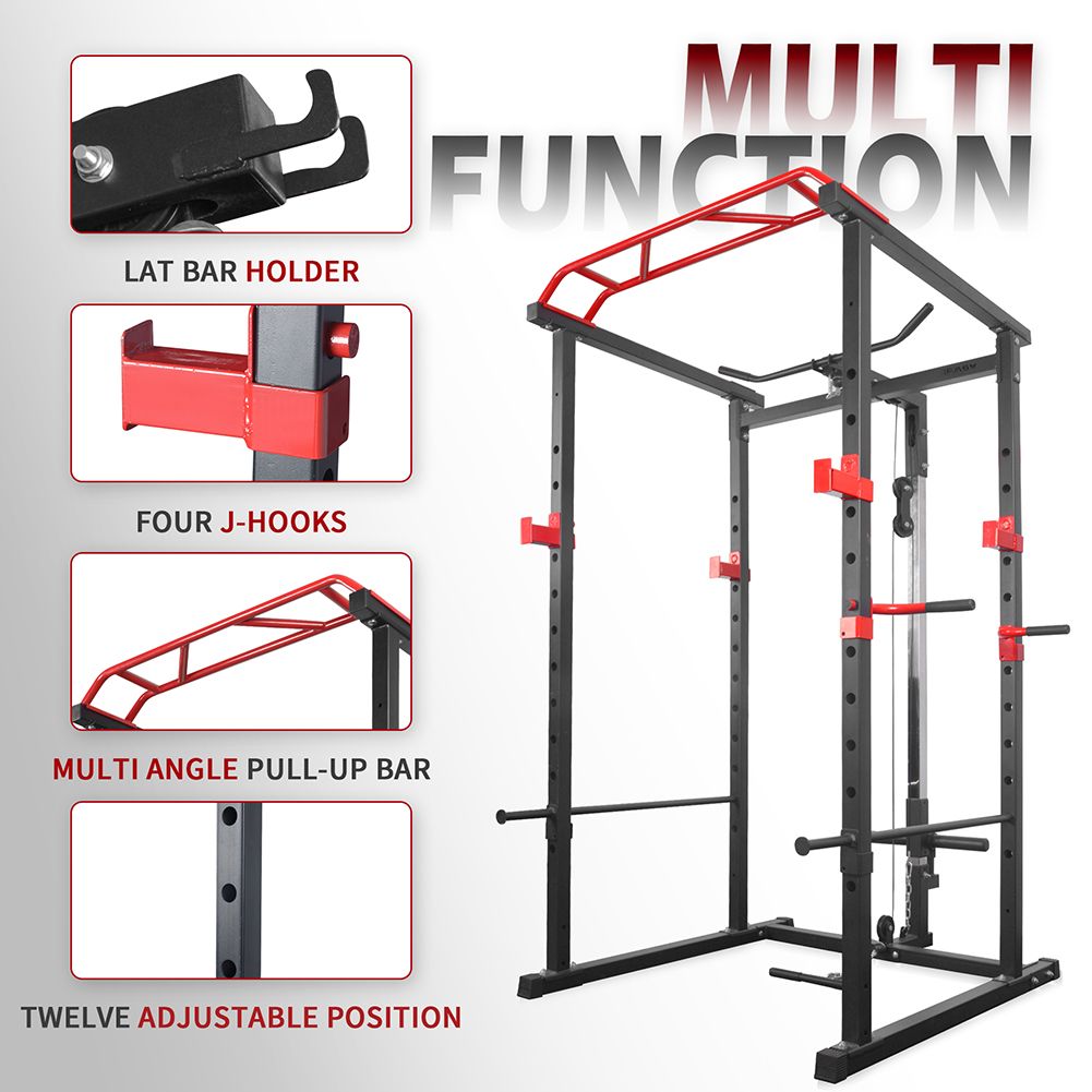 Berry Charmz multi-functional power cage with adjustable pull-up and squat rack, 1000 lbs capacity for comprehensive home fitness.