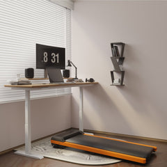 Berry Charmz 6% incline walking pad treadmill with LED display, compact design, upright stand, 1HP motor, for home or office use.