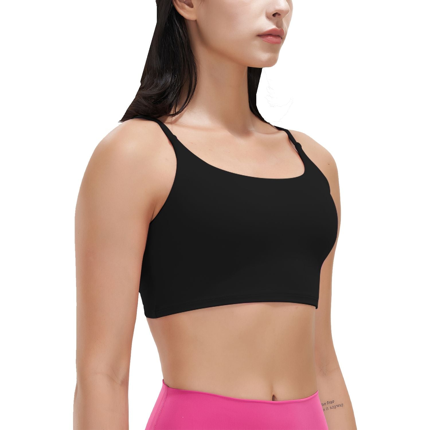Berry Charmz women's strap sport bras with padded, strappy design, square neck, low-impact fitness crop tops, ideal for workout wear.