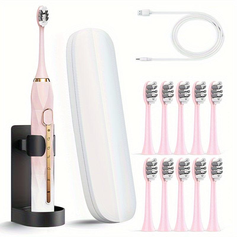 Rechargeable Electric Toothbrush Set for Couples  USB Metal Shaft