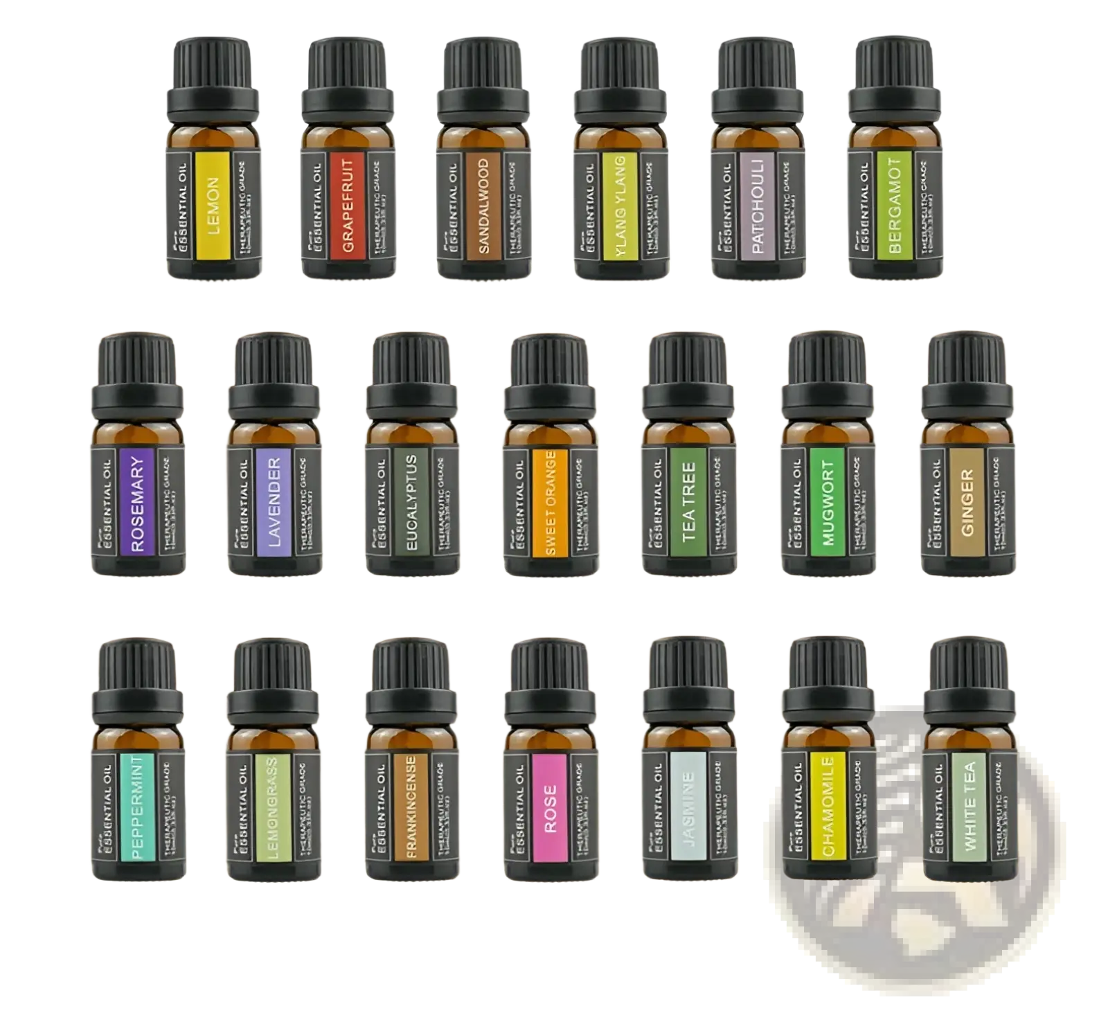 ARBA Global Essential Oil Aromatherapy Set with 10ml fragrance bottles in a beauty and personal care box, ideal for relaxation.