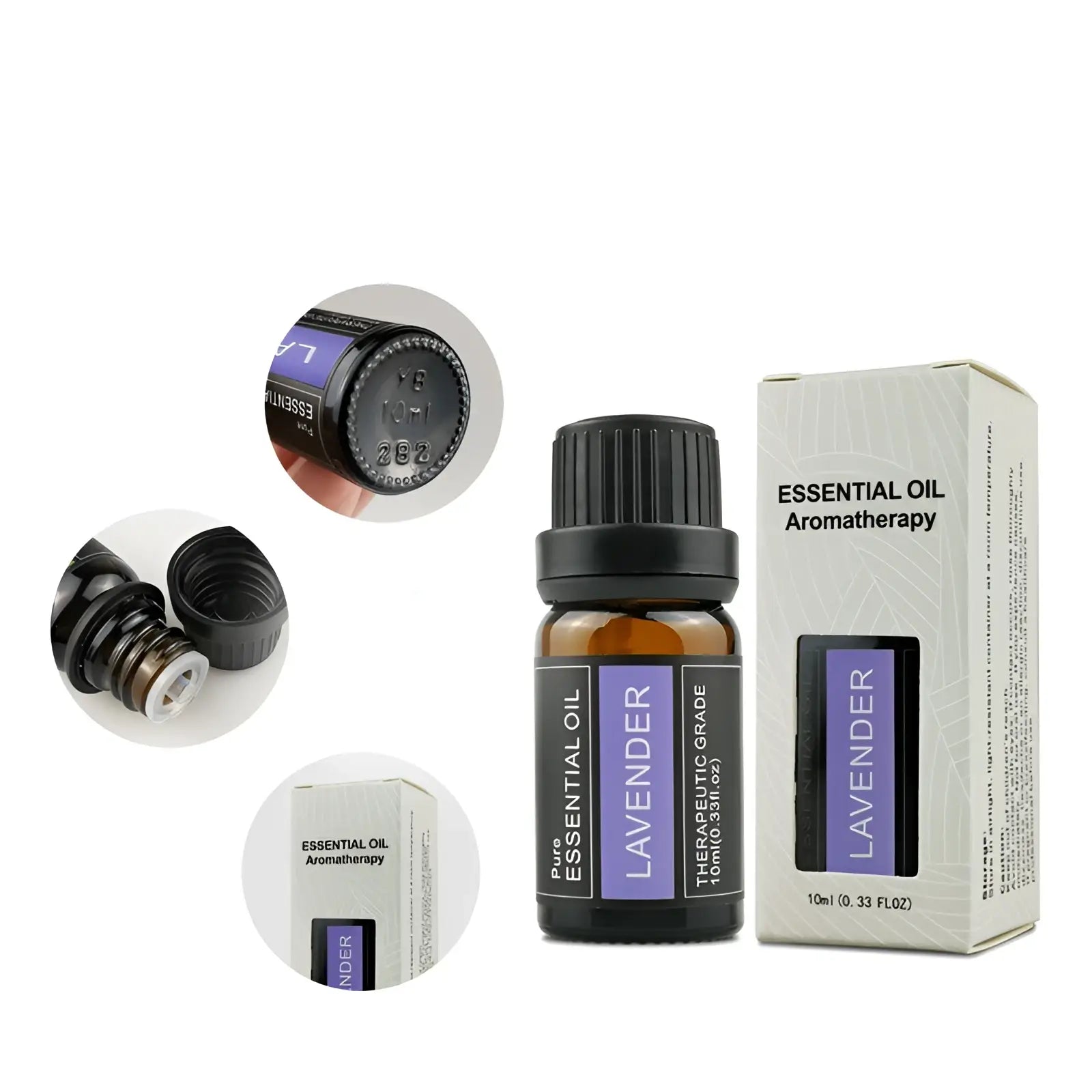ARBA Global essential oil aromatherapy set with 10ml bottles in a fragrance box, ideal for relaxation and personal care.