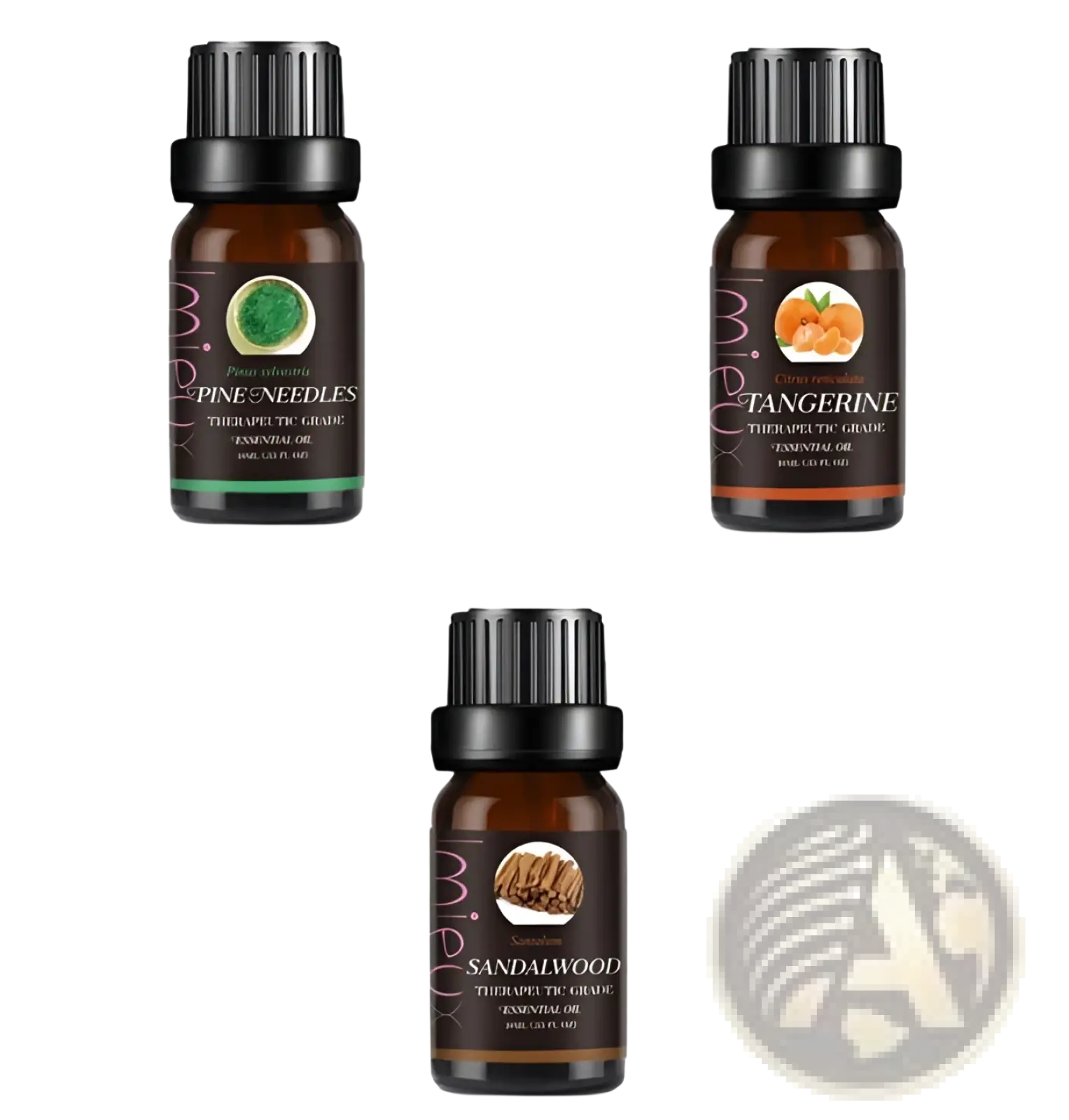 Set of ten 10ml pure essential oil bottles for aromatherapy, part of ARBA Global's beauty and personal care collection.