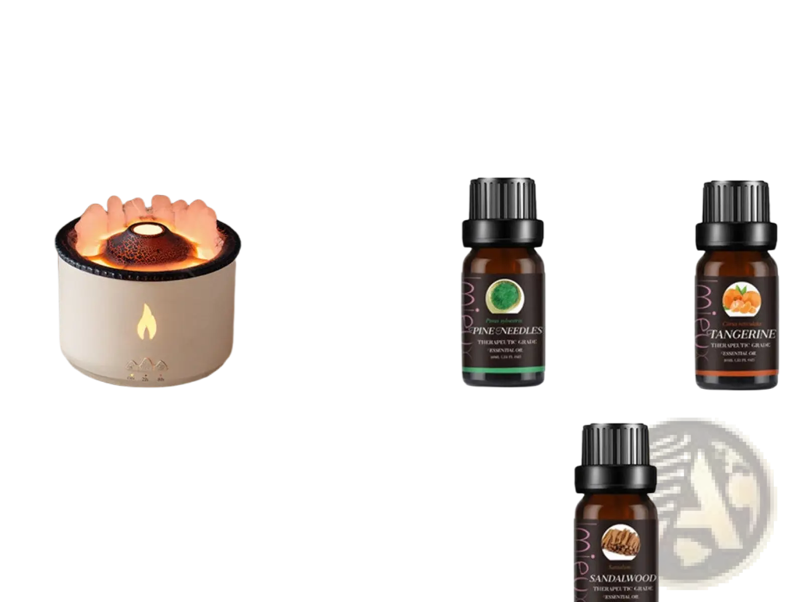 Set of 10 10ml pure essential oils in glass bottles, used for aromatherapy and personal care by ARBA Global.