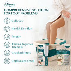 Fivona.com 3-in-1 Foot Care Kit with foot soak, scrub, and moisturizer for healthy, refreshed feet.