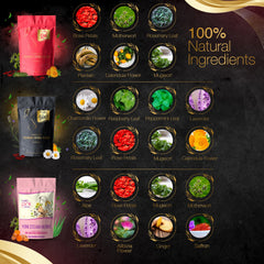 Set of 3 Fivona.com premium yoni steam herbal blends for personal care, featuring colorful herbal sachets in a natural setting.